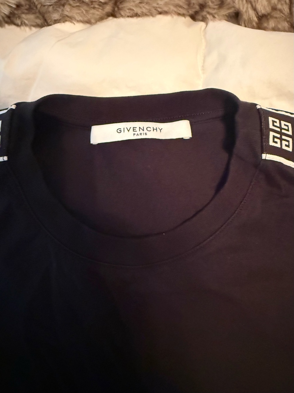 Givenchy Men's Short Sleeve Crew Neck T-Shirt with White Shoulder Trim